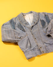 Vintage 80s Gasoline Jeans Denim Zip Sleeve Jacket