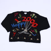 Vintage Y2K Casual Corner Annex Women Happy 2000 Sequin Sweater