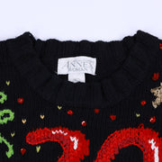 Vintage Y2K Casual Corner Annex Women Happy 2000 Sequin Sweater