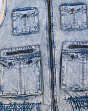 Vintage 80s Northwest Territory Acid Wash Denim Puffer Vest