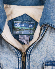 Vintage 80s Northwest Territory Acid Wash Denim Puffer Vest