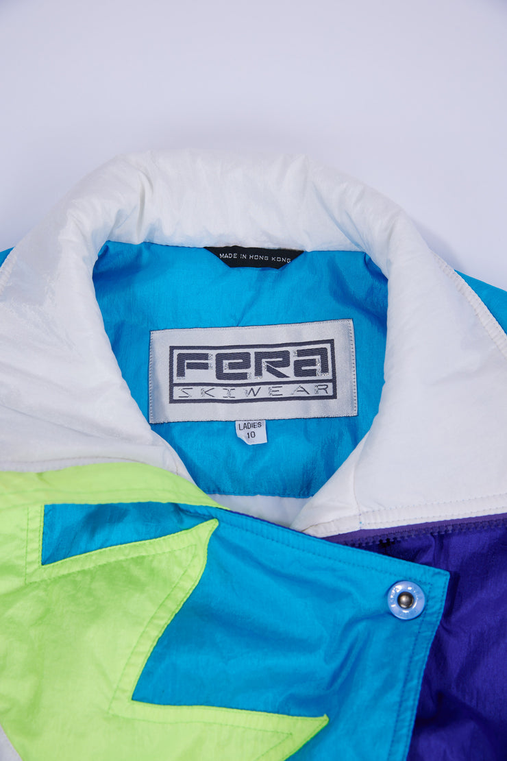 Vintage 80s Fera Skiwear Neon Retro Puffer Jacket