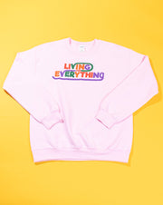 Y2K Living for Everything Crewneck Sweater (pink)