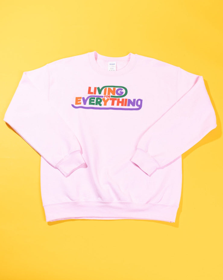 Y2K Living for Everything Crewneck Sweater (pink)