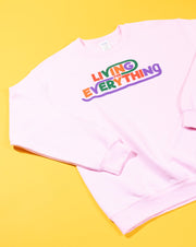 Y2K Living for Everything Crewneck Sweater (pink)
