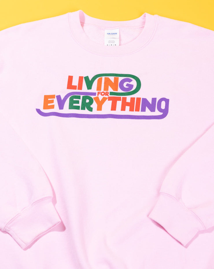 Y2K Living for Everything Crewneck Sweater (pink)