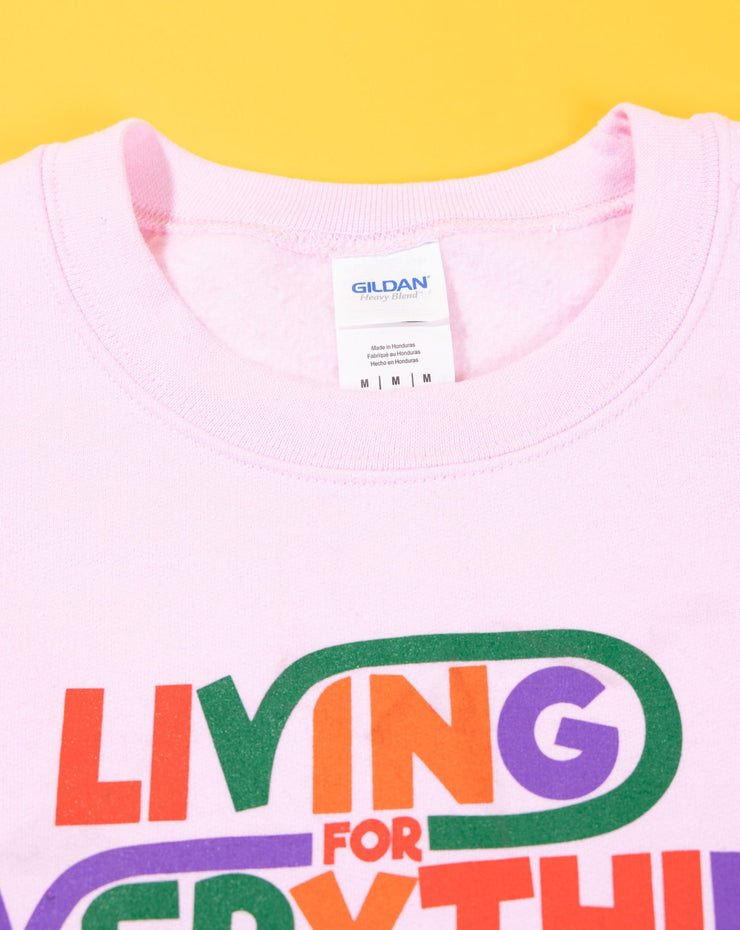 Y2K Living for Everything Crewneck Sweater (pink)