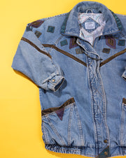 Vintage 80s Be in the Current Seen Long Denim Jacket