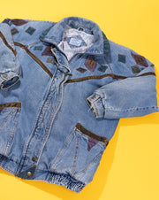 Vintage 80s Be in the Current Seen Long Denim Jacket