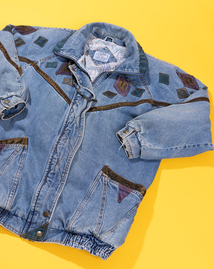 Vintage 80s Be in the Current Seen Long Denim Jacket