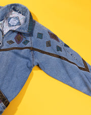 Vintage 80s Be in the Current Seen Long Denim Jacket