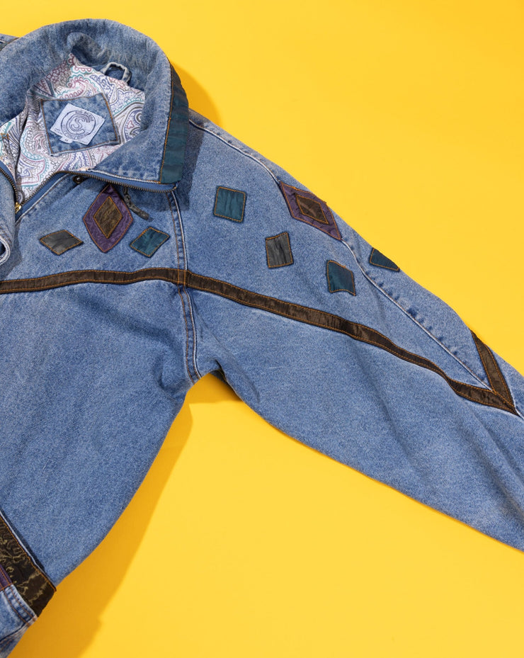 Vintage 80s Be in the Current Seen Long Denim Jacket