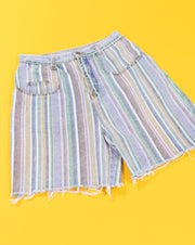 Vintage 80s Styles To Go Striped Denim Shorts