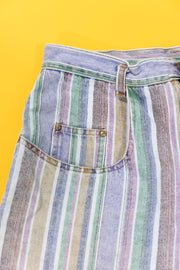 Vintage 80s Styles To Go Striped Denim Shorts