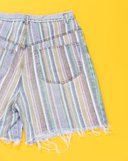 Vintage 80s Styles To Go Striped Denim Shorts