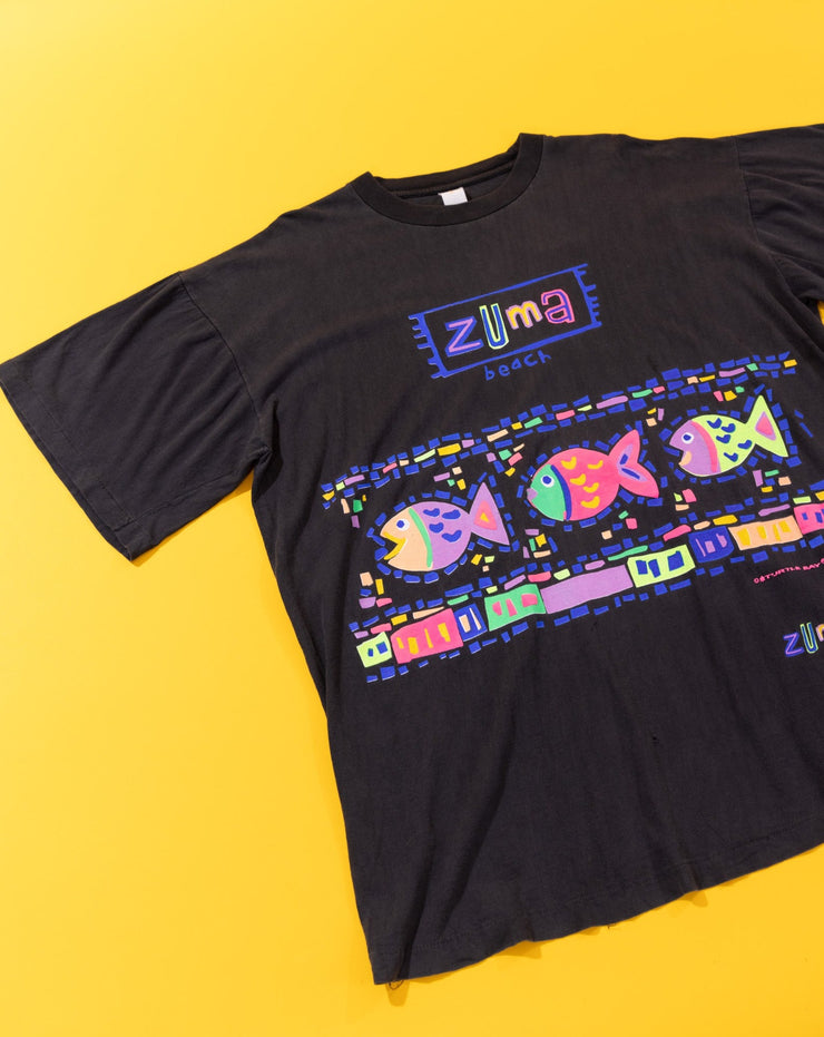 Vintage 80s Zuma Beach Turtle Bay Neon T-shirt