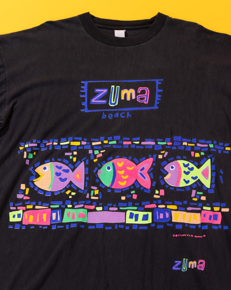 Vintage 80s Zuma Beach Turtle Bay Neon T-shirt