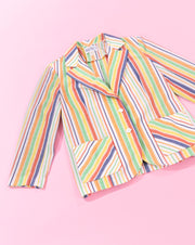 Vintage 80s Rhodes California Rainbow Striped Blazer