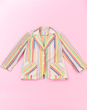 Vintage 80s Rhodes California Rainbow Striped Blazer