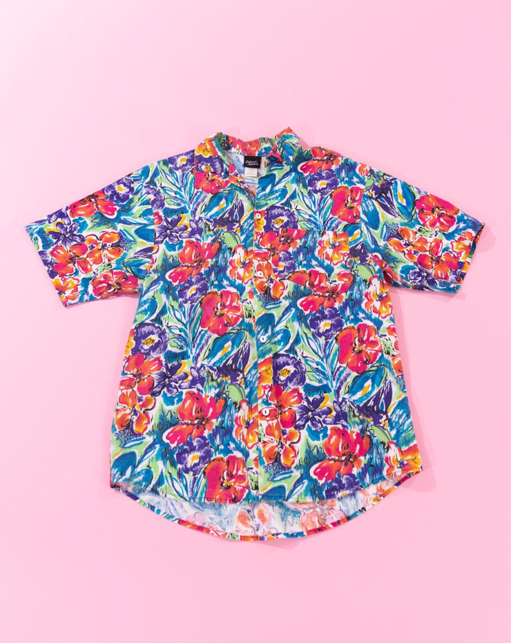 Vintage 80s Island Native Floral Button Up