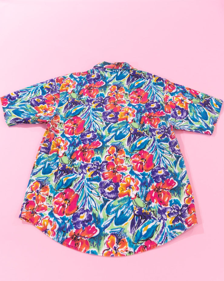 Vintage 80s Island Native Floral Button Up