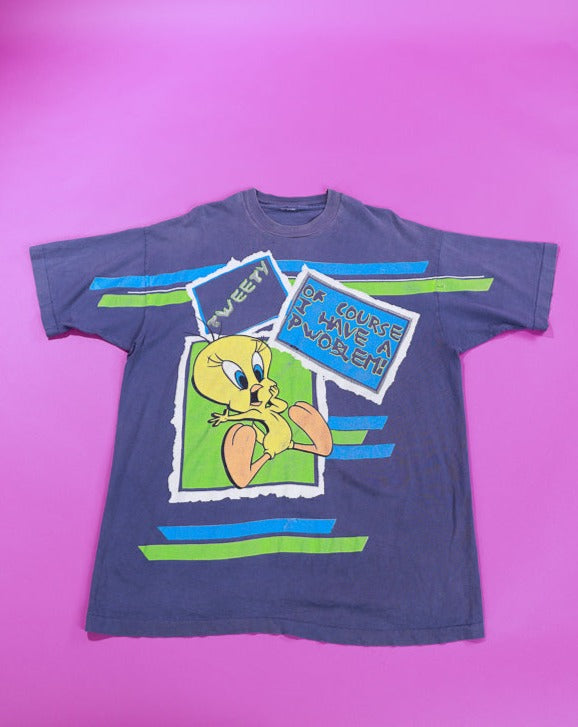 Vintage 1996 Tweety Bird Of Course I Have a Pwoblem T-shirt