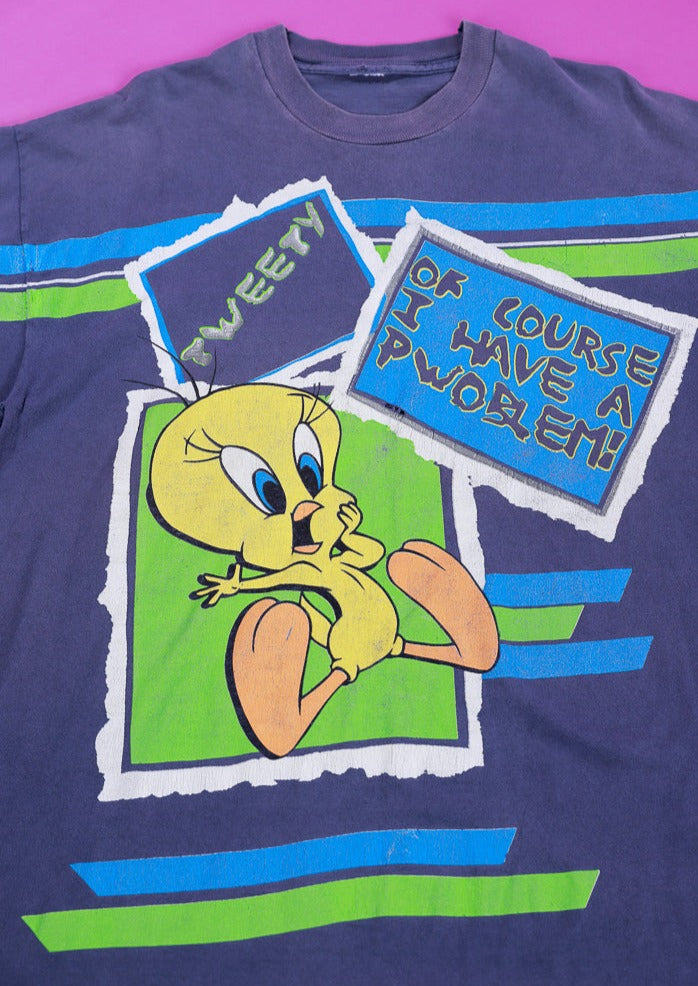 Vintage 1996 Tweety Bird Of Course I Have a Pwoblem T-shirt