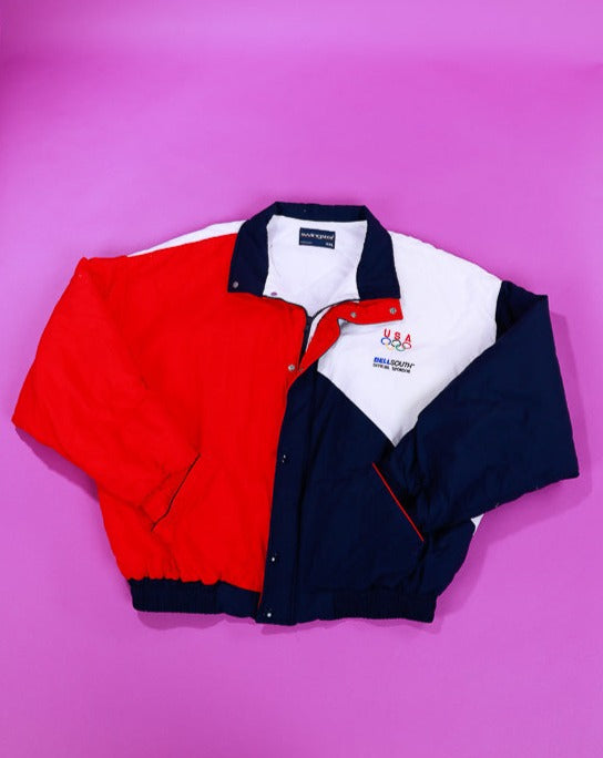 Vintage 80s Swingster Bell South USA Olympics Jacket