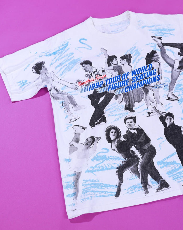 Vintage 1992 Tour World Figure Skating All Over Print T-shirt