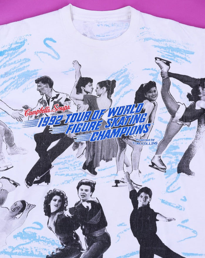 Vintage 1992 Tour World Figure Skating All Over Print T-shirt
