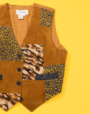 Vintage 80s Cedars Leopard Print Leather Vest