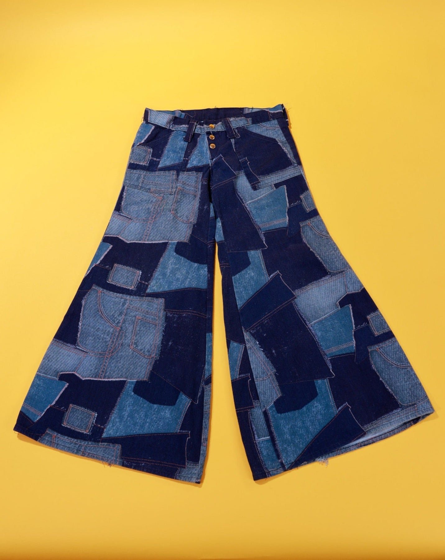 Vintage 70s Denim Bell Bottom Jeans cloth patchwork, Come Up