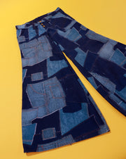 Vintage 70s Denim Patchwork Bell Bottom Jeans