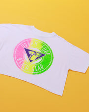 Vintage 80s Urban Surf Beach Gear Neon Crop Top