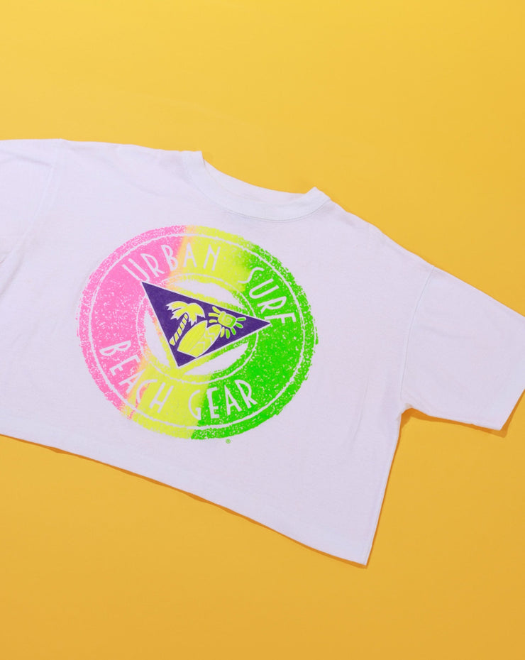 Vintage 80s Urban Surf Beach Gear Neon Crop Top