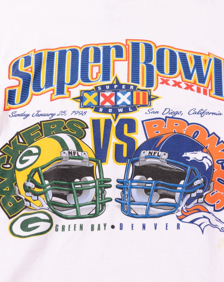Vintage 1998 Broncos vs Packers Super Bowl XXXII T-shirt
