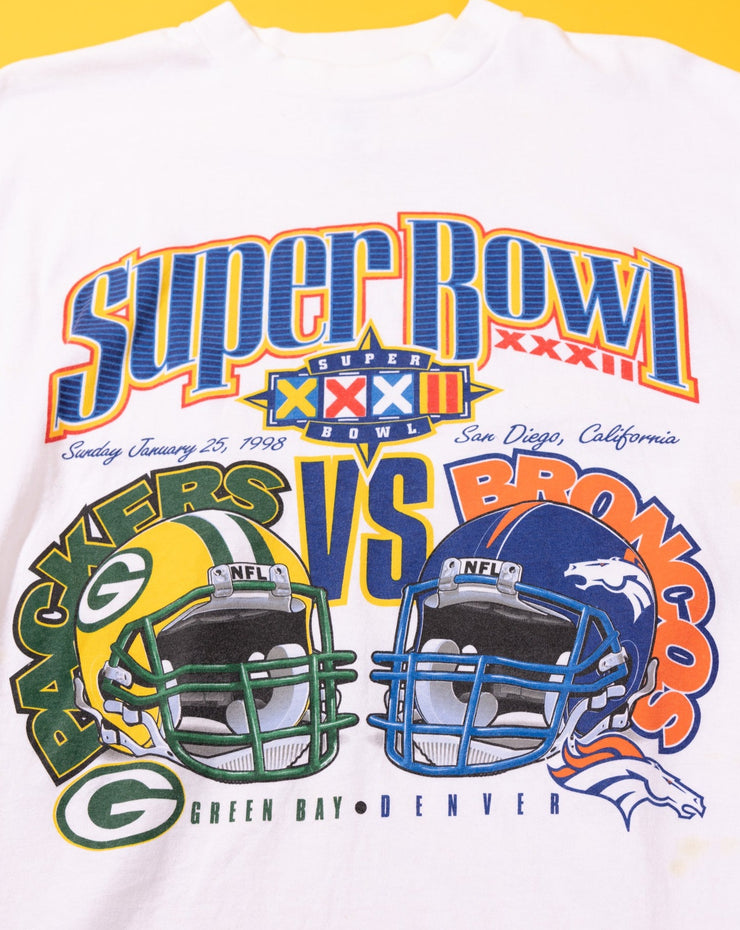 Vintage 1998 Broncos vs Packers Super Bowl XXXII T-shirt