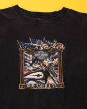 Vintage 1998 Harley Davidson Iron Block Adams Center New York T-shirt