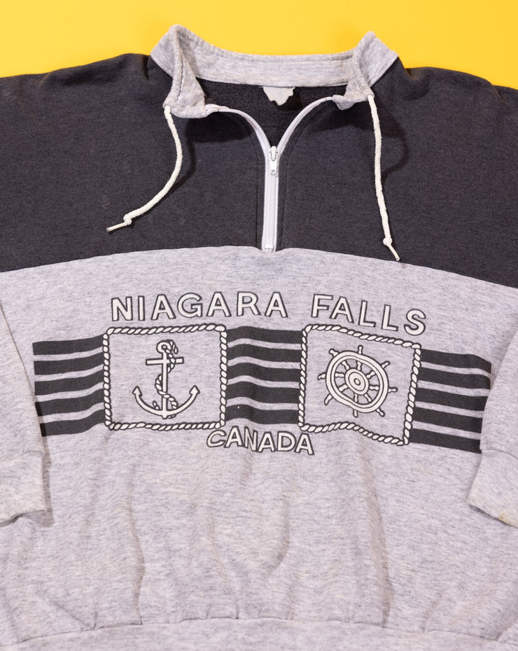 Vintage 90s Niagara Falls Canada Quarter Zip Pullover Sweater