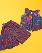 Vintage 80s Carole Little Petites Retro Vest & Shorts