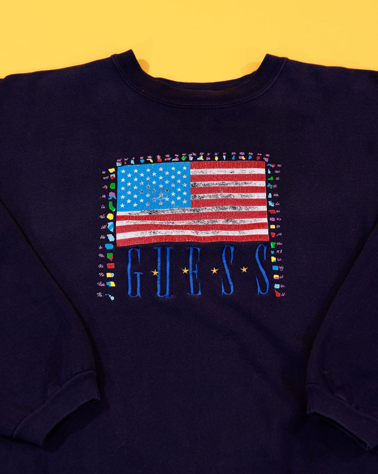 Vintage 90s Guess American Flag Crewneck Sweater
