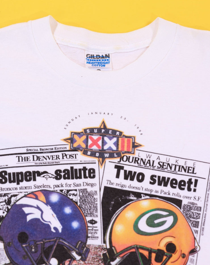 Vintage 1998 Broncos vs Packers Super Bowl XXXII T-shirt