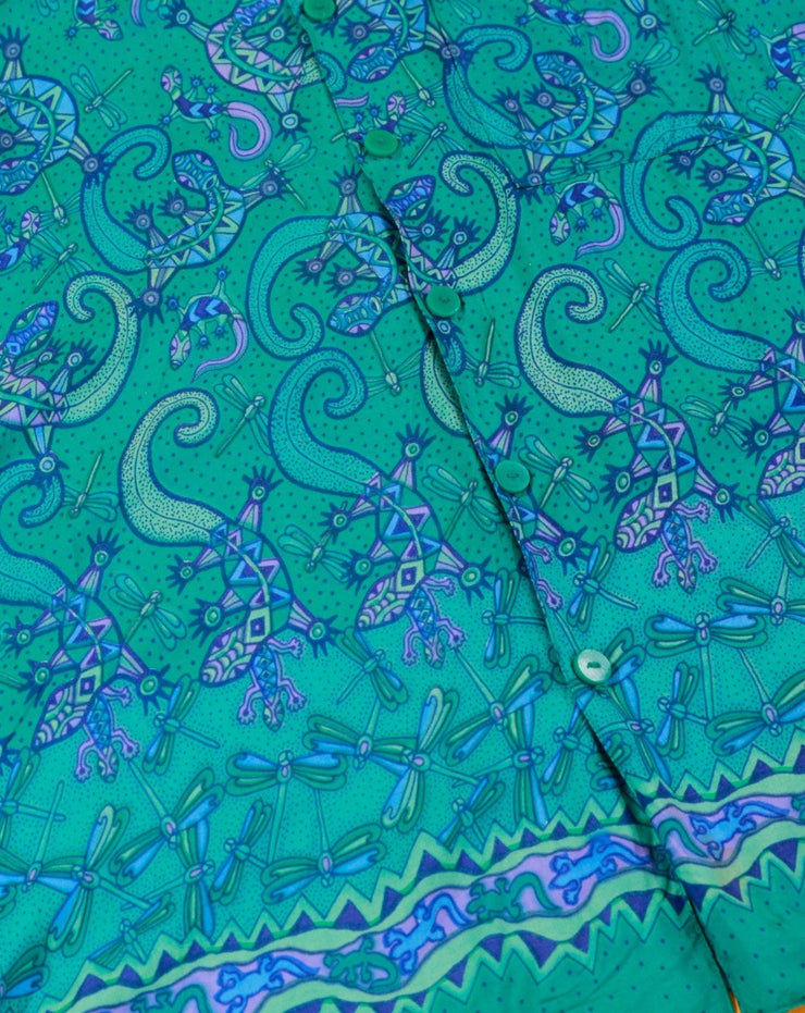 Vintage 80s Rainbow-Jo Maui Gecko Dragon Fly Button Up
