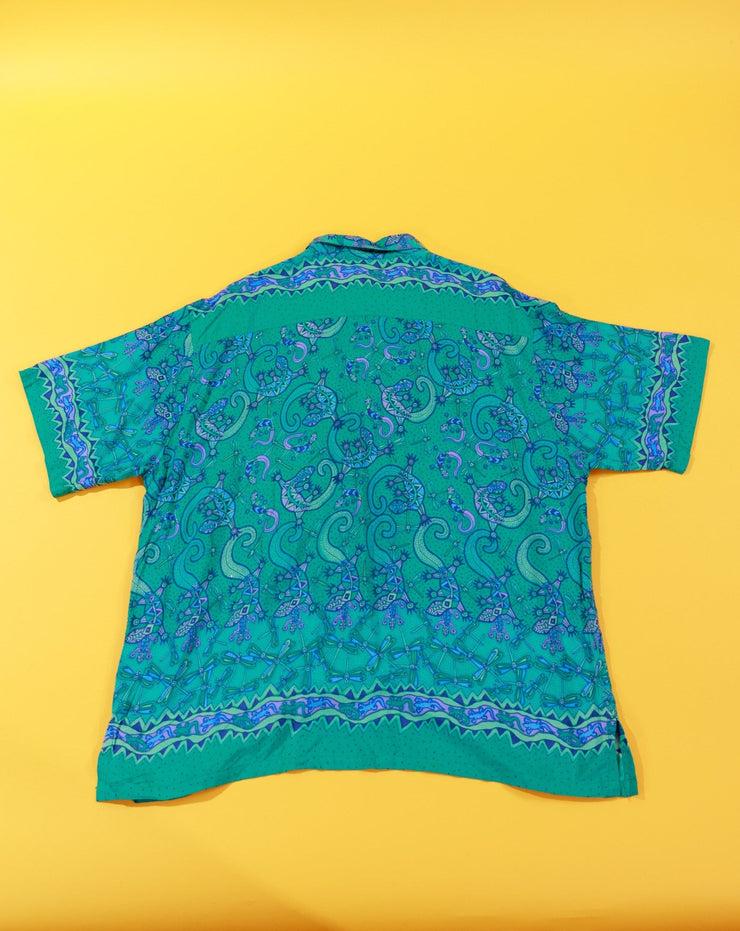Vintage 80s Rainbow-Jo Maui Gecko Dragon Fly Button Up