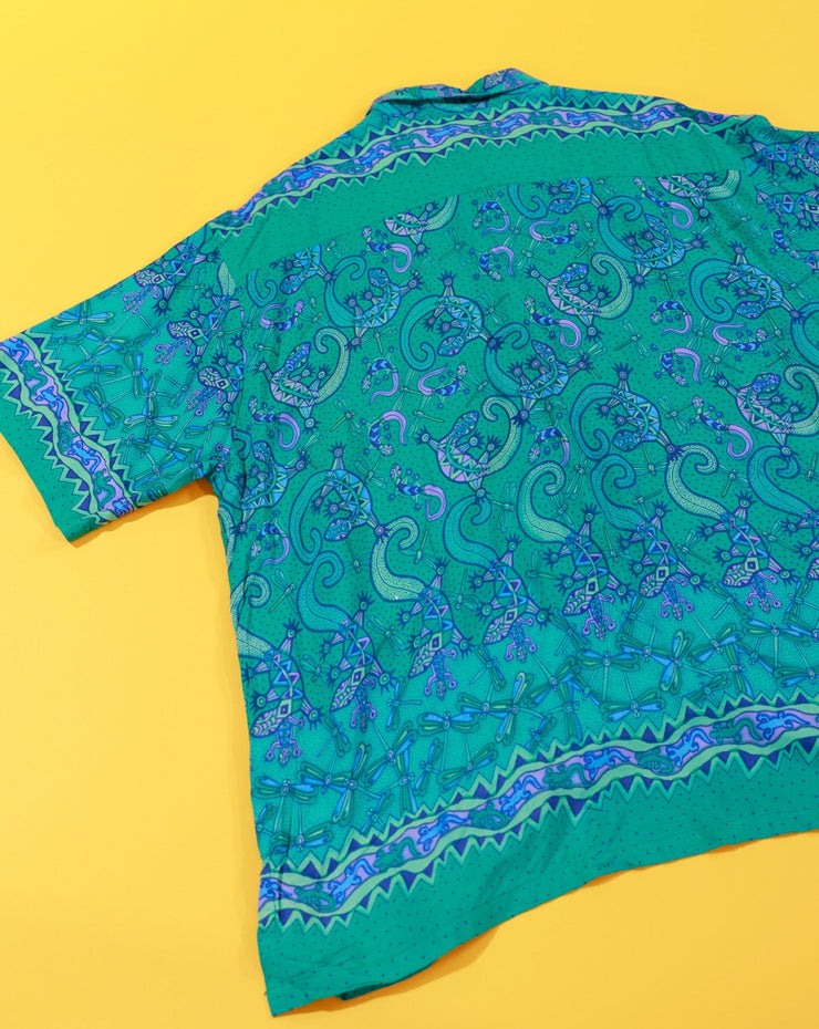 Vintage 80s Rainbow-Jo Maui Gecko Dragon Fly Button Up