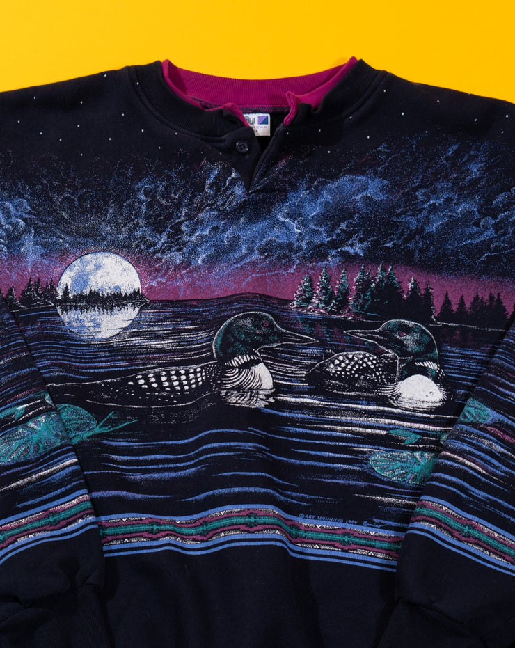 Vintage 90s Art Unlimited Ducks All Over Print Scene Crewneck Sweater