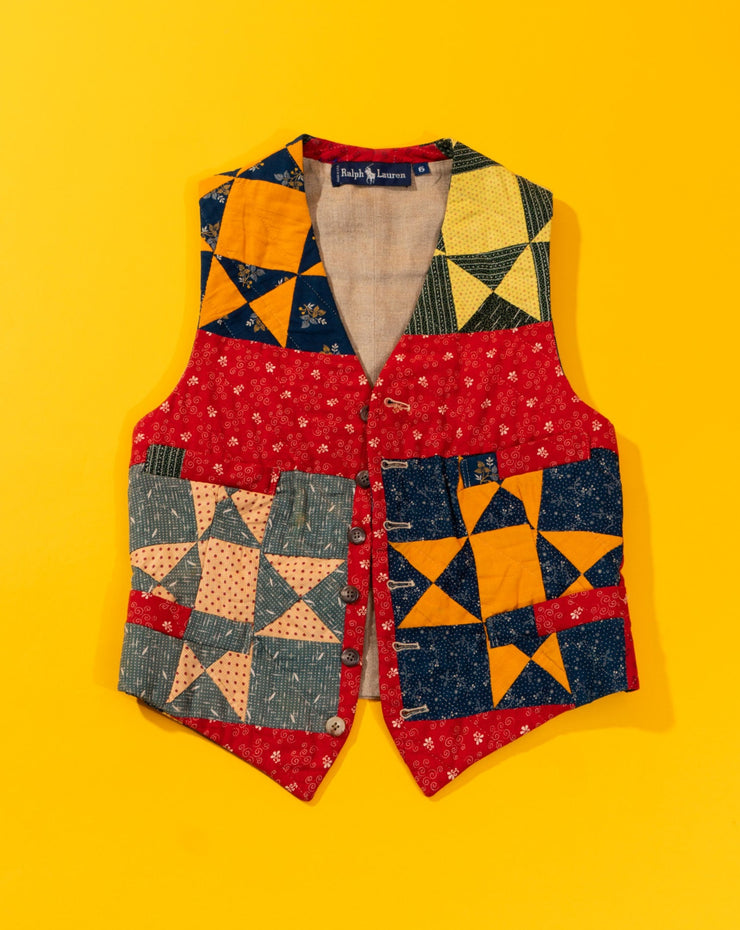 Rare Vintage 80s Ralph Lauren Antique Quilt Vest Retro Candy World
