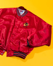 Vintage 80s NHL Chicago Blackhawks Swingster Satin Bomber Jacket