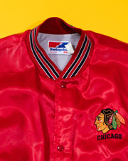 Vintage 80s NHL Chicago Blackhawks Swingster Satin Bomber Jacket