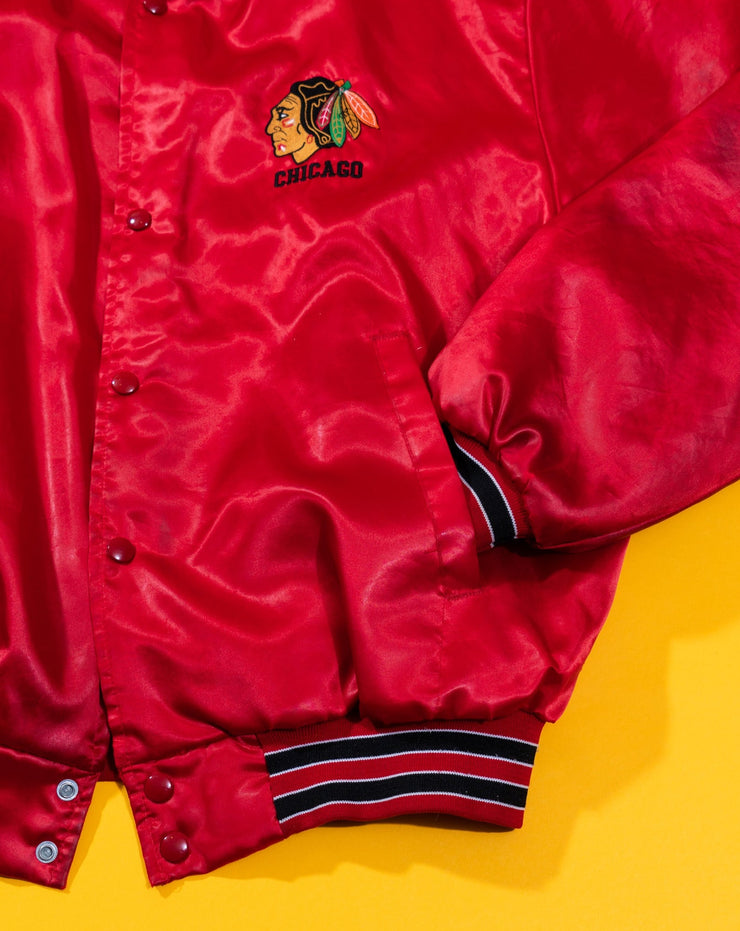 Vintage 80s NHL Chicago Blackhawks Swingster Satin Bomber Jacket